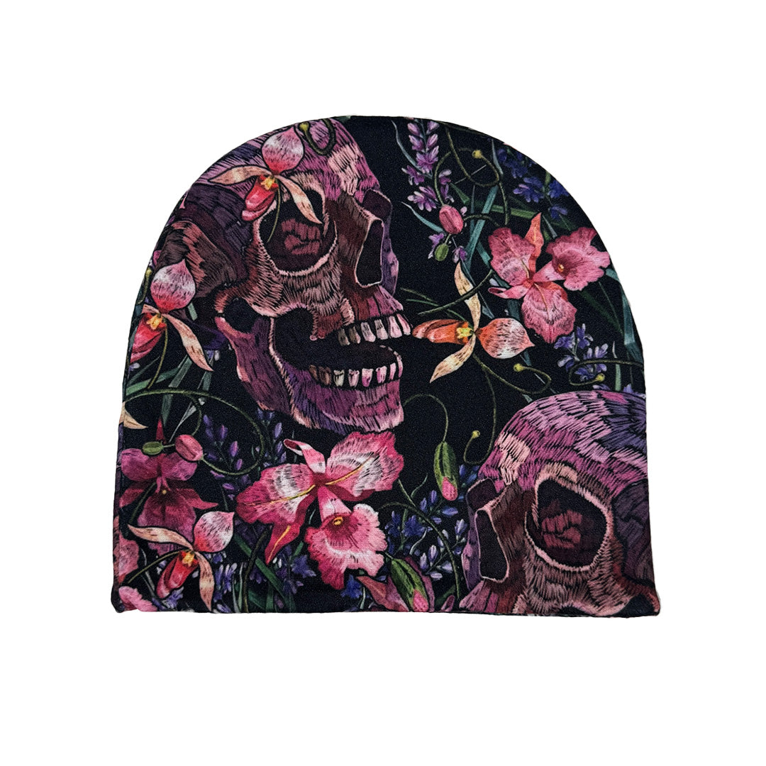 Skulls and Flowers Beanie - Shady Front