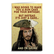 Jack Sparrow "Rum Cake" Birthday Greeting Card - Shady Front