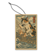 Cat Destroying City Ukiyo-E Air Freshener - Shady Front