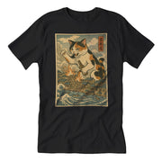 Cat Destroying City Ukiyo-E T-Shirt - The Original Underground
