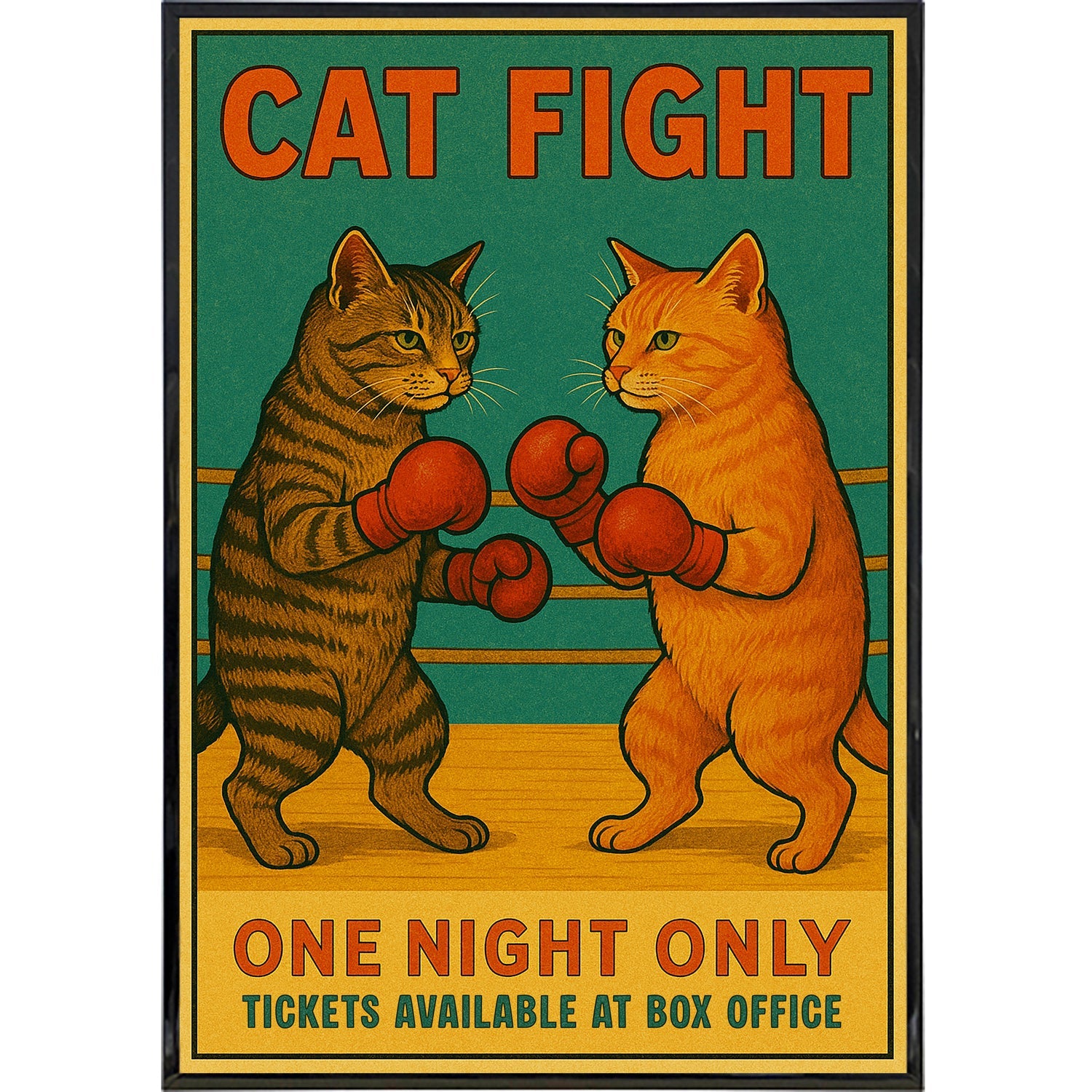 Cat Fight Show Advertising Poster Print - Shady Front