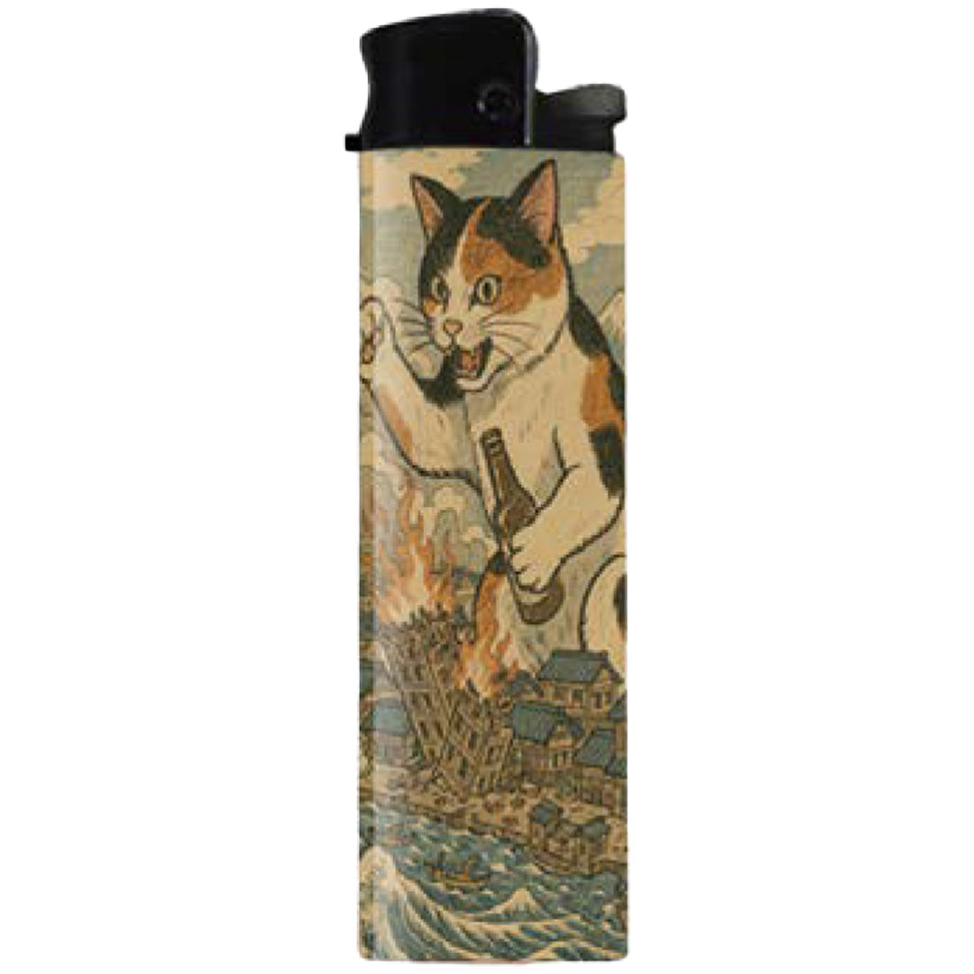 Cat Destroying City Ukiyo-E Lighter - The Original Underground