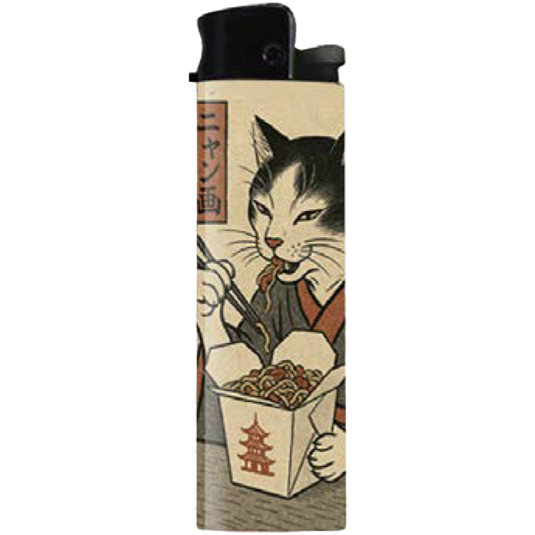 Cat with Takeout Japanese Ukiyo-e Style Lighter - The Original Underground
