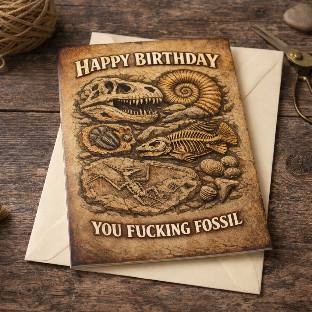 Happy Birthday You F--king Fossil Card - Shady Front