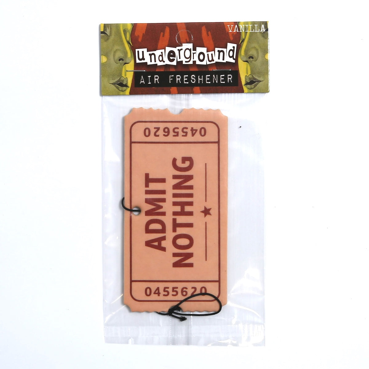 Air freshener in the shape of a vintage ticket with 'Underground' branding on a white background
