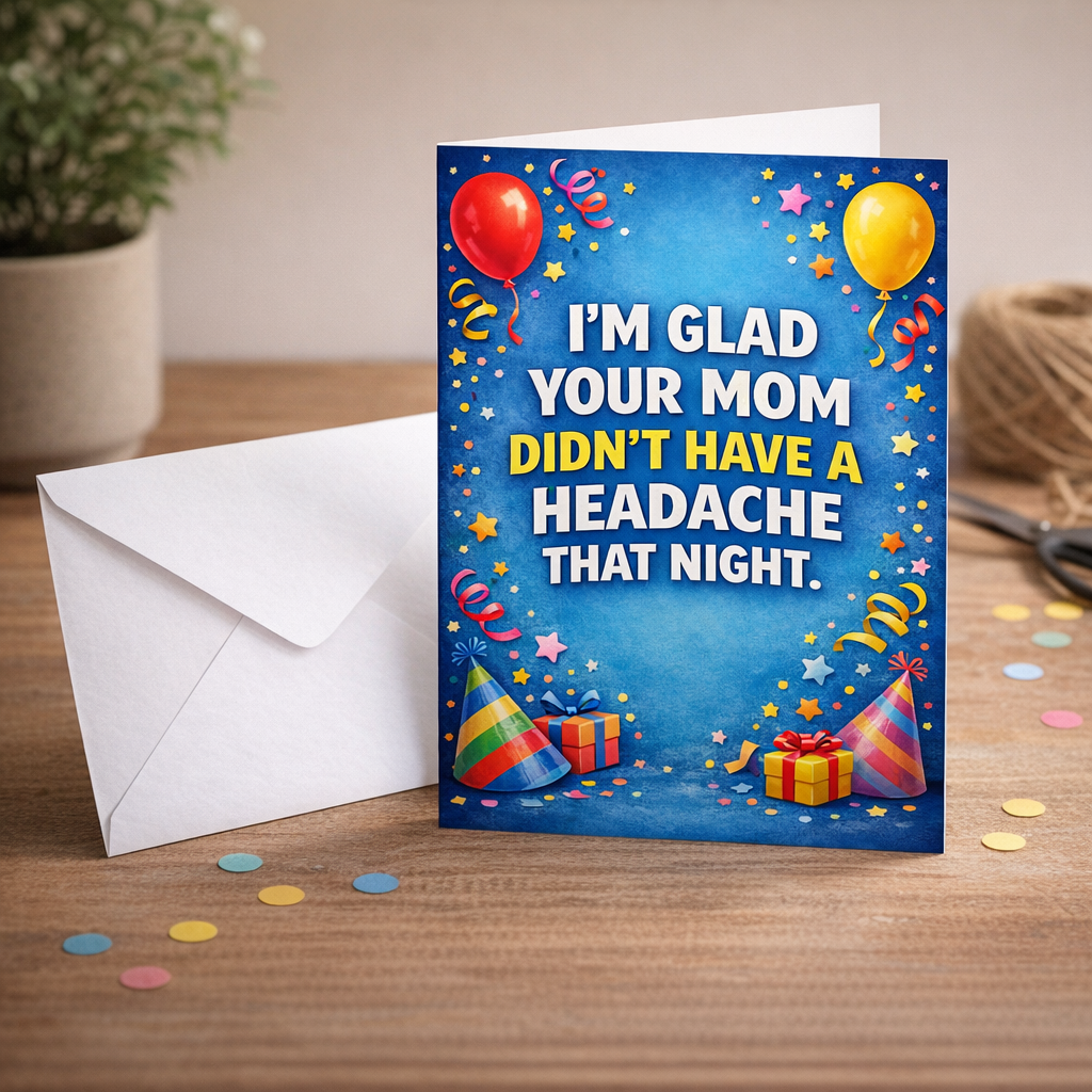 I'm Glad Your Mom Didn't Have a Headache Birthday Card - Shady Front