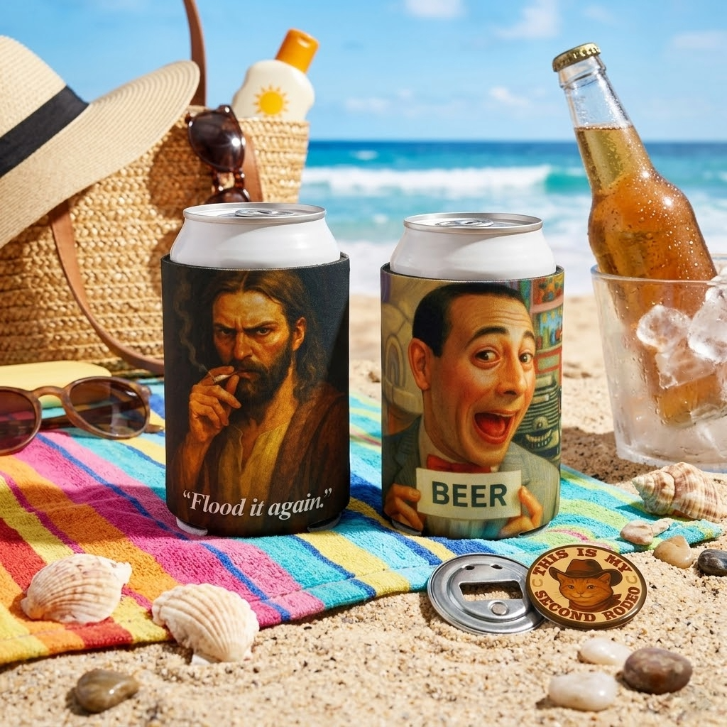 2 Beer Koozies and Bottle Opener
