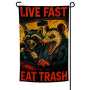 Live Fast Eat Trash Garden Flag - The Original Underground