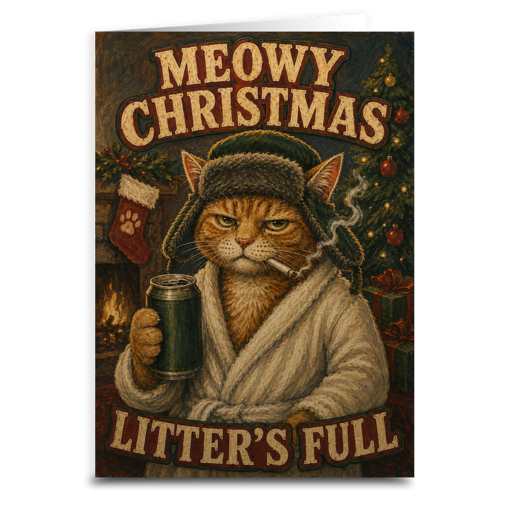 Meowy Christmas Litters Full Christmas Card - The Original Underground