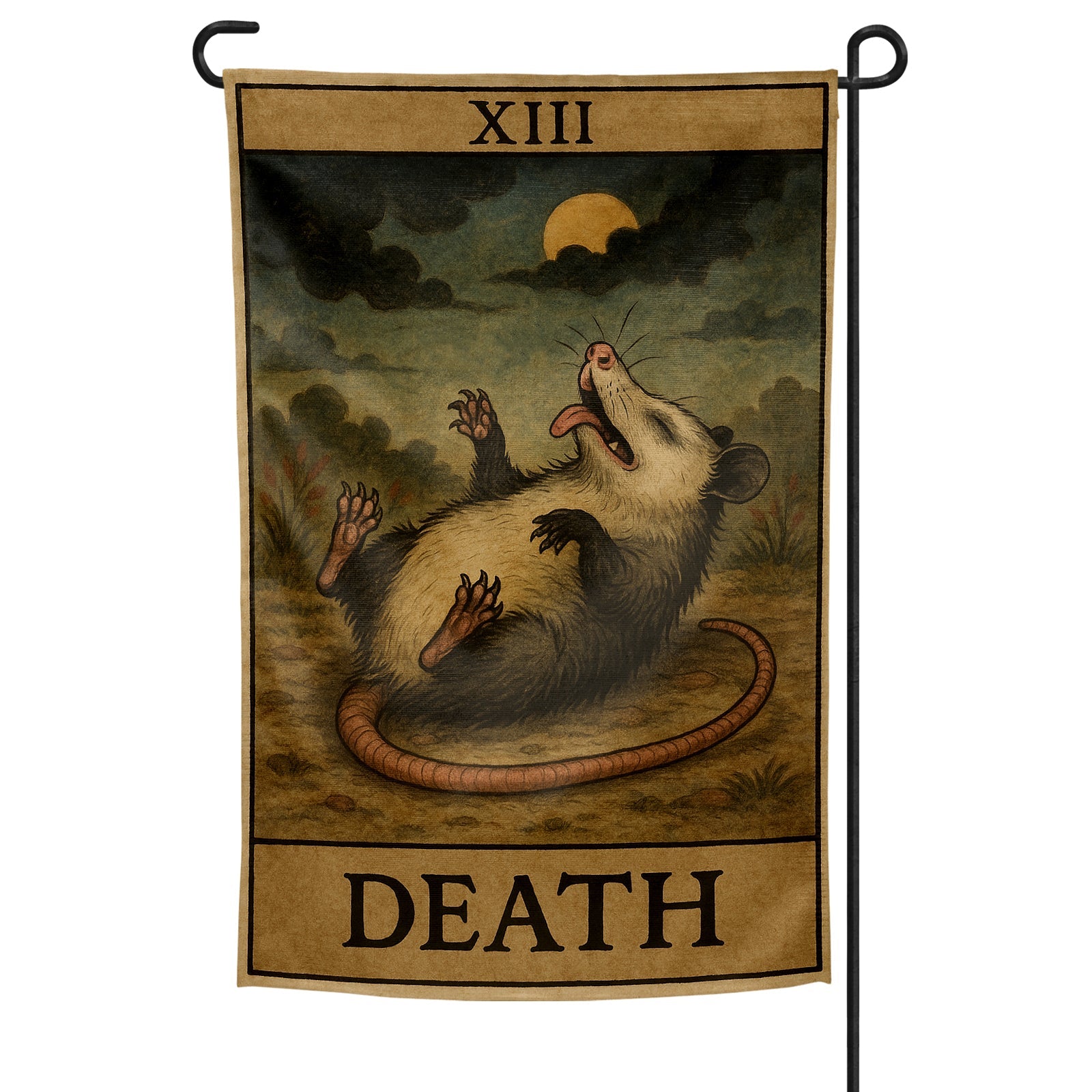 Possum Playing Death Tarot Garden Flag - The Original Underground