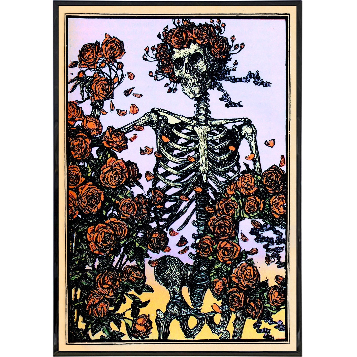 Skeleton with Roses Illustration Print - Shady Front