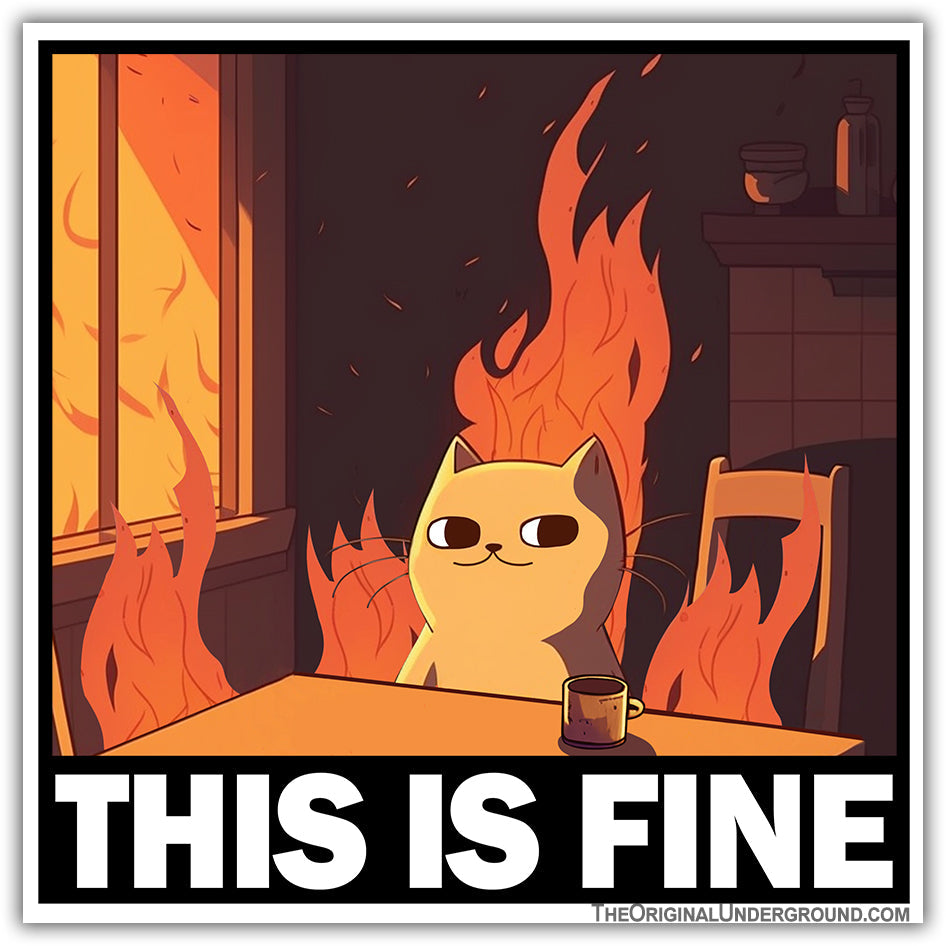 This Is Fine Cat Sticker - The Original Underground
