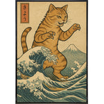 Catzilla in the Great Wave Off Kanagawa Poster Print - The Original Underground