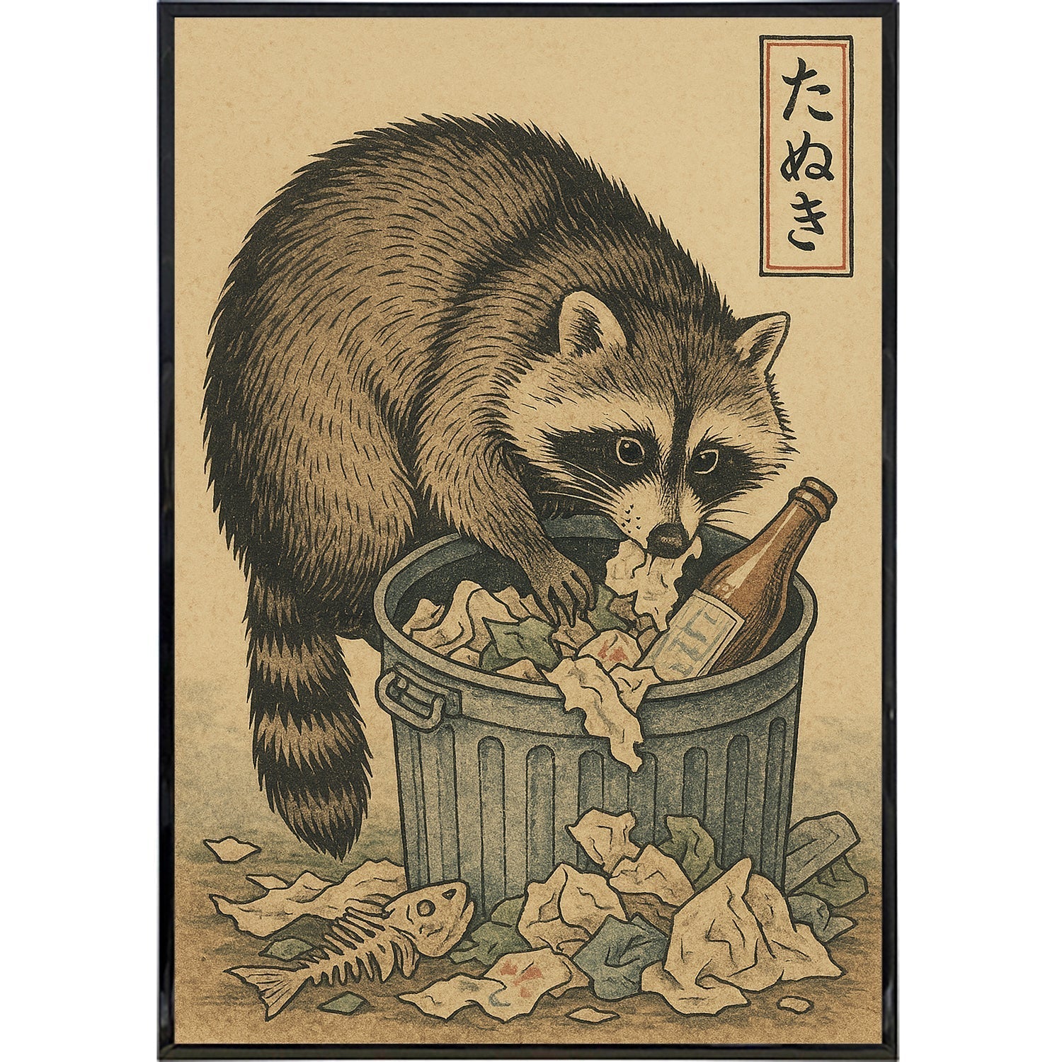Trash Panda Japanese Ukiyo-e Original Poster Print - The Original Underground