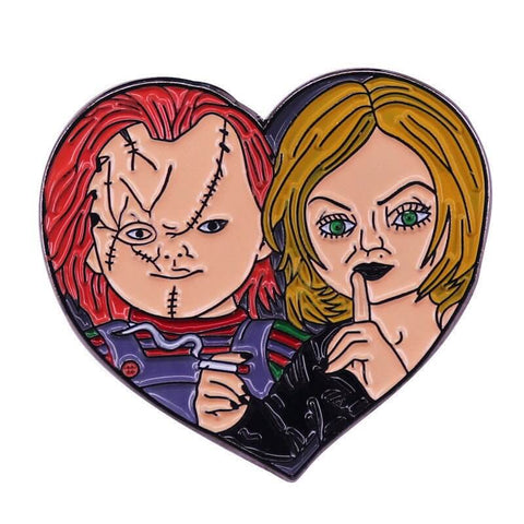 Chucky and Tiffany Heart Enamel Pin - The Original Underground